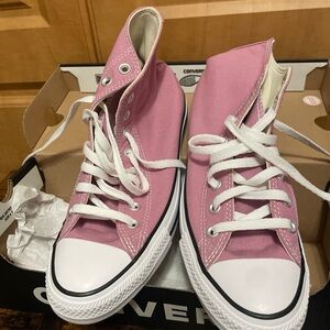 Converse Pink High-Top Canvas Sneakers with White Accents